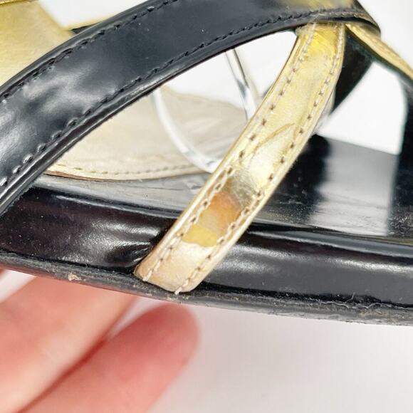 Prada Fall 2014 Runway Black Gold Industrial Metal Wedge Sandal size IT 38.5 - Picture 8 of 15